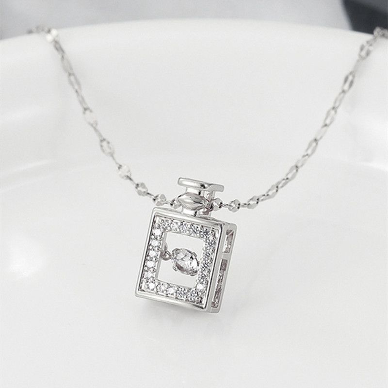 Valentines Day Gift Perfume Bottle Pendant Titanium Steel Necklace Korean Trend Zircon Luxury Female Necklace Charm Jewelry Gift Fashion Jewelry Woman - Image 7