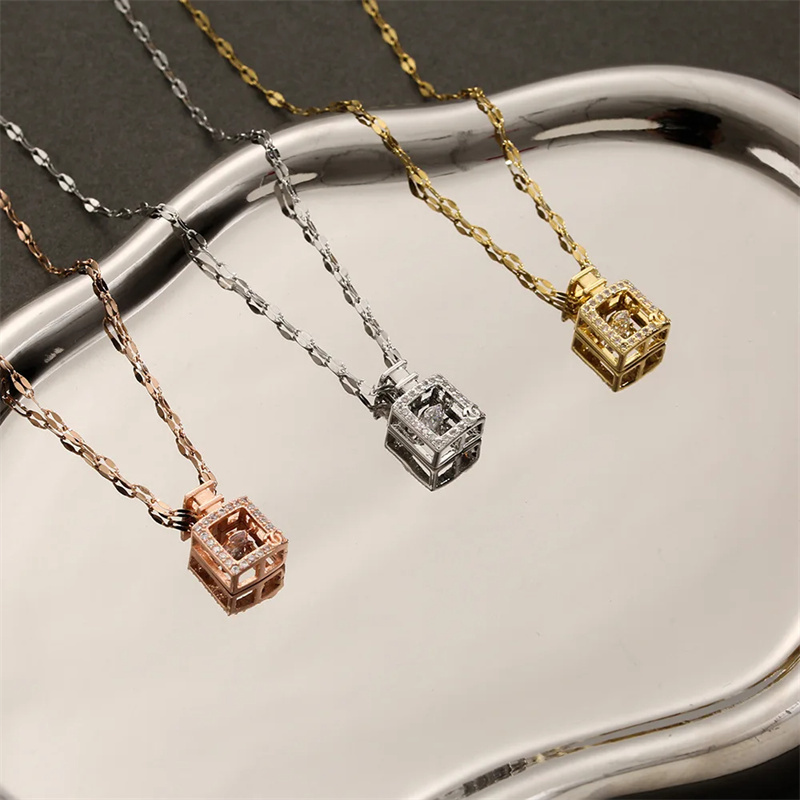Valentines Day Gift Perfume Bottle Pendant Titanium Steel Necklace Korean Trend Zircon Luxury Female Necklace Charm Jewelry Gift Fashion Jewelry Woman - Image 9