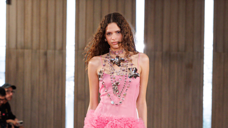 Blumarine Muse Walks Milan Runway in David Koma’s Beach‑Boudoir Collection