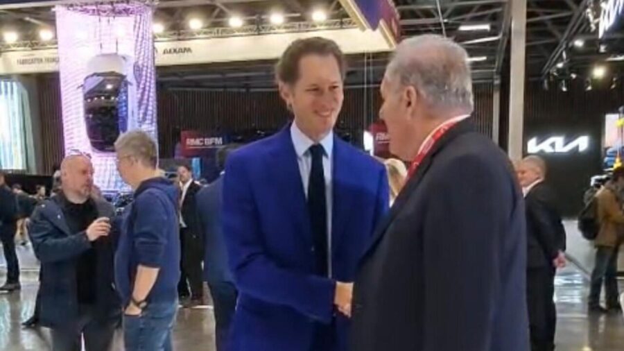 John Elkann Visits BYD Stand at Paris Motor Show